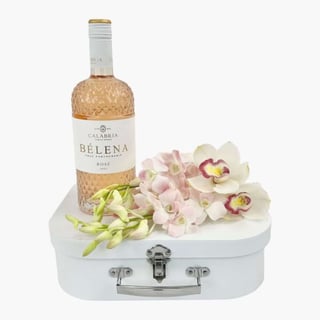 Clara - Blush or White orchid Gift Hamper with Calabria Rose Wine.