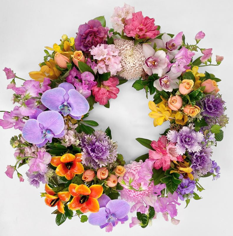 Cara - Orange, Pink and Lilac Round or Heart Shaped Wreath.
