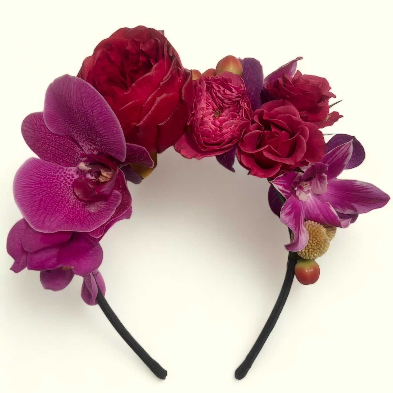 Colourful Headband - Premium roses, orchids, berries and seasonals flower crown
