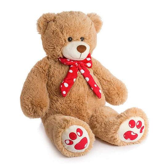 Brown teddy bear with a red polka dot scarf melbourne flowers