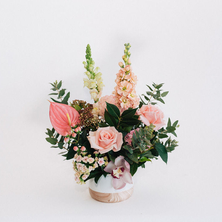 Hazel - Pastel Pink Flower Arrangement In Ceramic Pot
