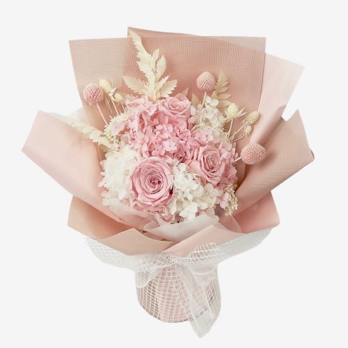 Mum's Day - Pastel Pink Preserved and Dried Flower Bouquet