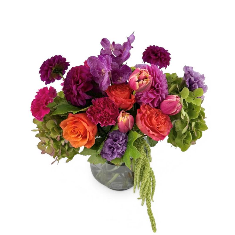 Rainbow - Colourful Summer Cheerful Bright Flower Bouquet in Vase