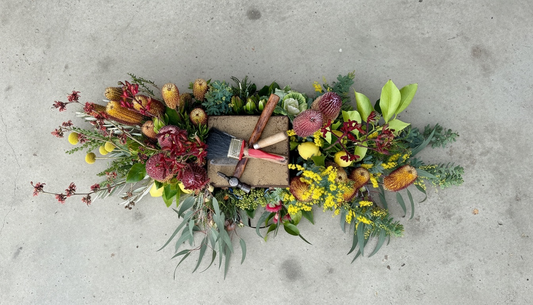Custom Native Banksia & Lemon Coffin Flowers Melbourne  - A Personal Tribute for Dad