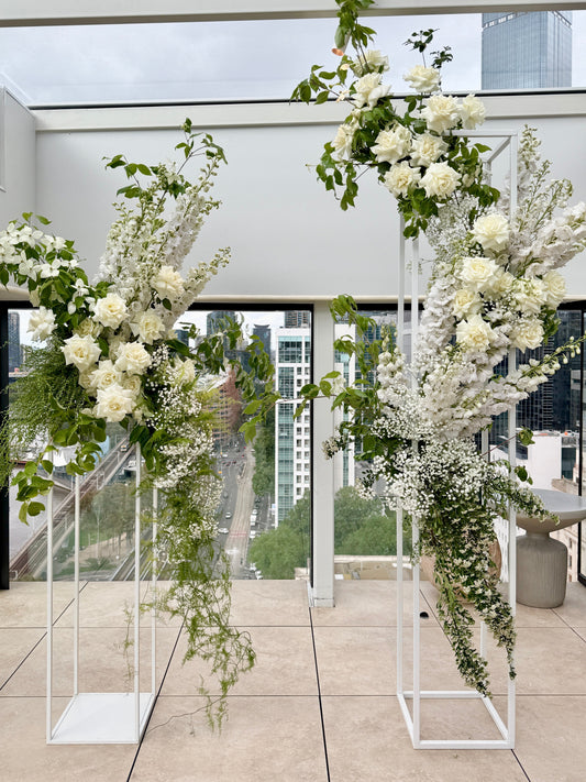 Fleet Rooftop Melbourne Wedding White Green Ceremony Flowers