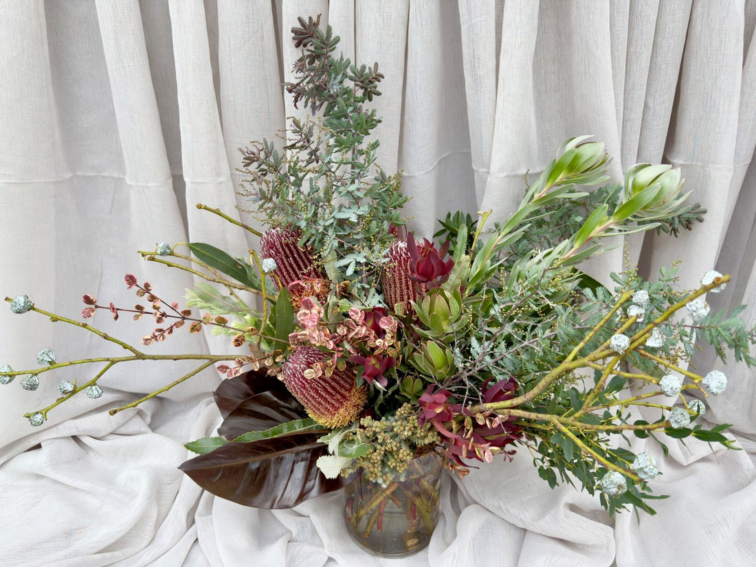 Native Flower Delivery Melbourne Florist Lillypad Banksia Leucadendron gum wattle
