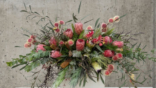 Hakea Protea Banksia Coffin Casket Spray Funeral Flowers Melbourne Florist