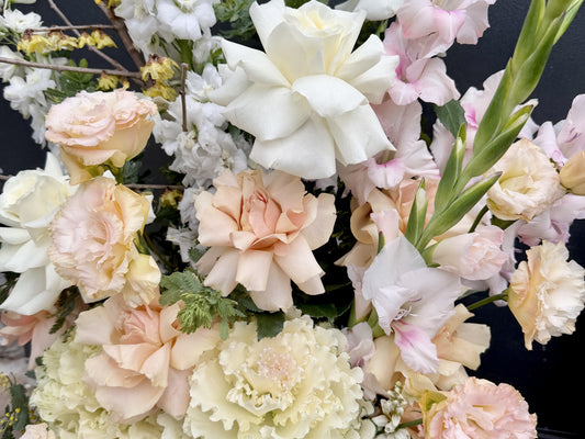 Soft Peach Pink & White Sympathy Flowers - Reservoir Delivery