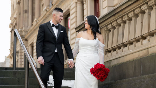 Premium red rose bridal bouquet by a Melbourne wedding florist