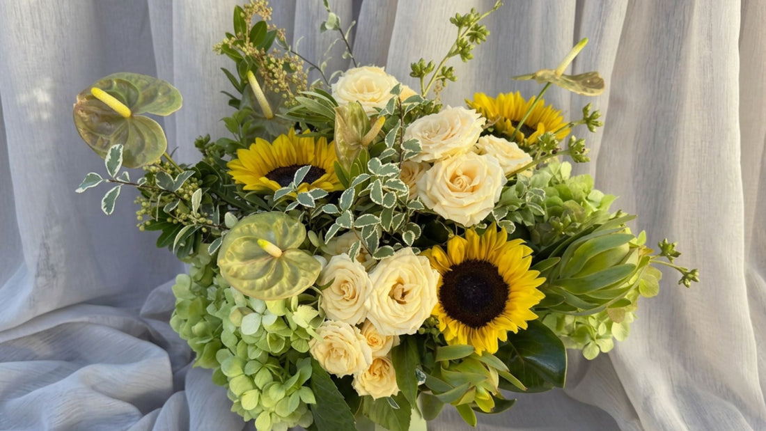 Yellow green bouquet delivery in Kingsbury Lillypad Melbourne Florist
