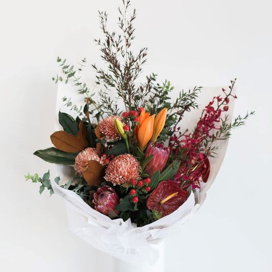 Debbie - Protea, Disbud, Lily, Orchid & Seasonal Autumn Flower Bouquet