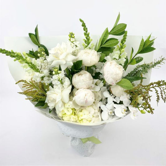Duchess - Luxe Premium White Bouquet with Phalaenopsis Orchids & Roses