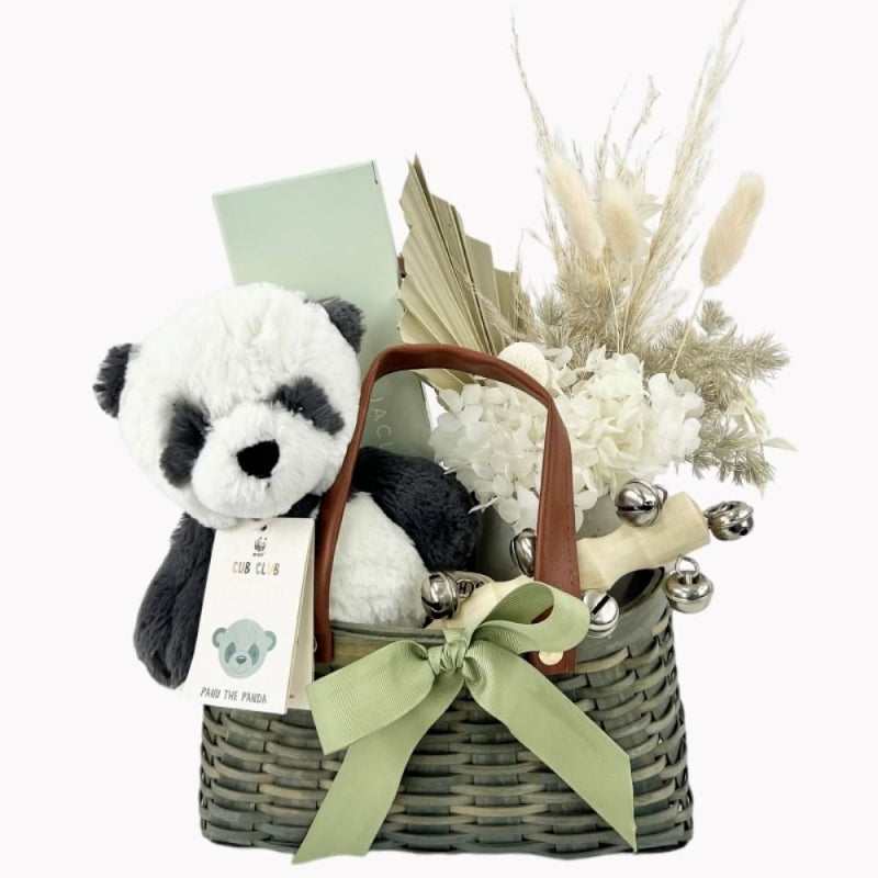 Finley - Panda, Rattle & Preserved Flower Hamper