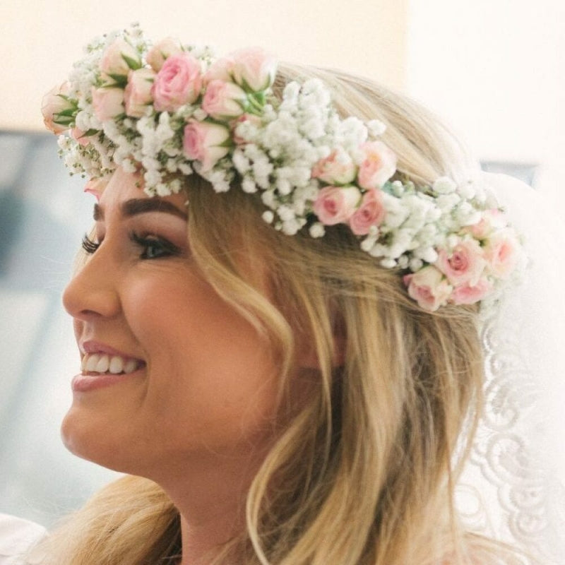 Halo Flower Crown - Babies breath and rose flower halo