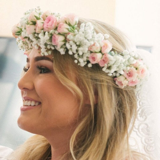 Halo Flower Crown - Babies breath and rose flower halo