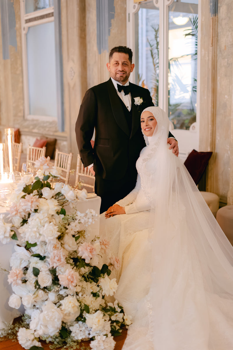 Florist: Lillypad Flowers
Dress - Raffaele Ciuca Bridal
Makeup Artist - Beauty by Laila
Hijab Stylist: Hidden Beauty Designs