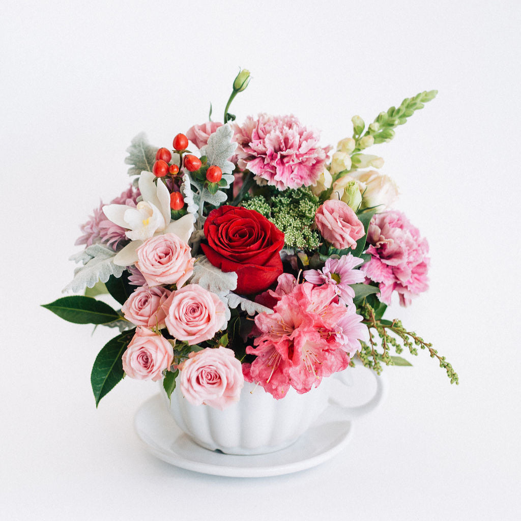 colourful pink flower arrangement new baby girl same day flower delivery melbourne