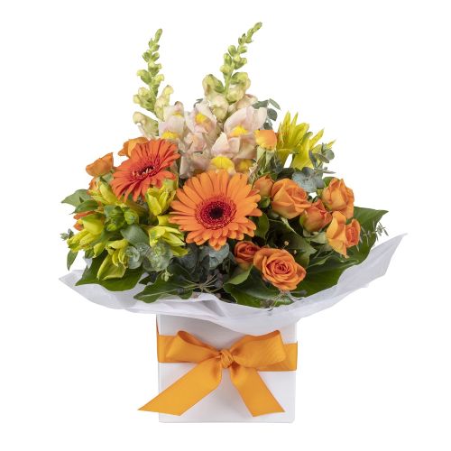 Orange Zest Posy - Orange Flower Posy in Mini Box (Interflora)