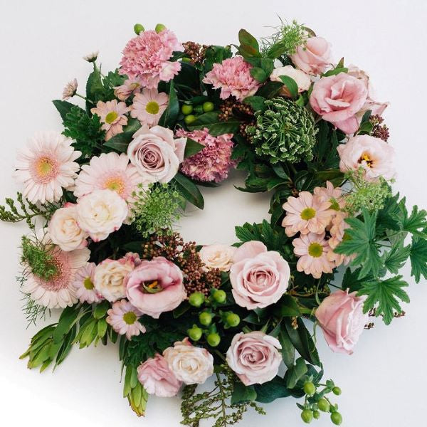 Peaceful - Pink Seasonal Flower Wreath
