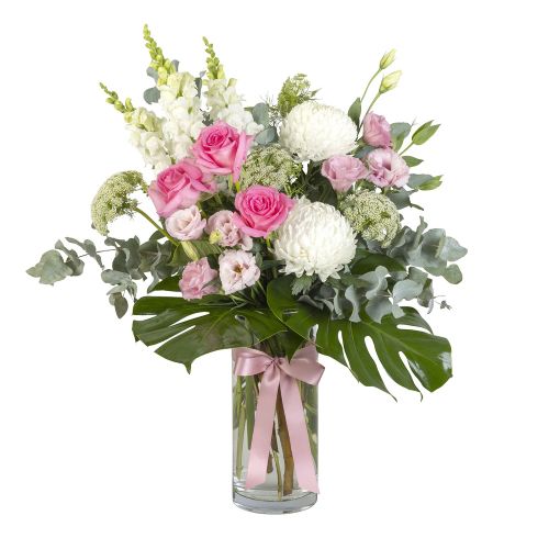 Pink Rose - Pink & White Flower Vase Arrangement (Interflora)