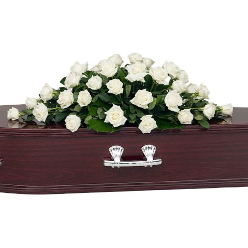 Simple Funeral Roses - Elegant White Rose Casket Spray