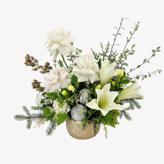 Spirit - Christmas Lily, Rose, Blackberry, Spruce and bauble Arrangement
