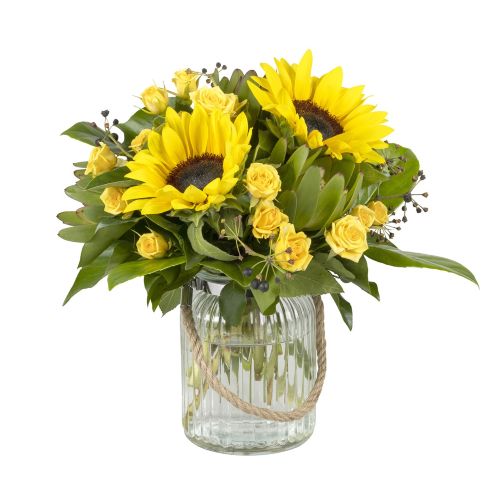 Spring Sunflowers - Sunflower Bouquet in Glass Vase (Interflora)