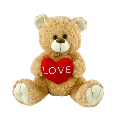 Plush teddy bear with a red heart that says 'LOVE' giant teddy for valentines romantic melbourne florist 