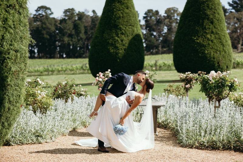 Bride’s dress: Jane hill Bridal
Groom’s suit: MJ Bale 
Venue: Lancemore Lindenberry Red Hill