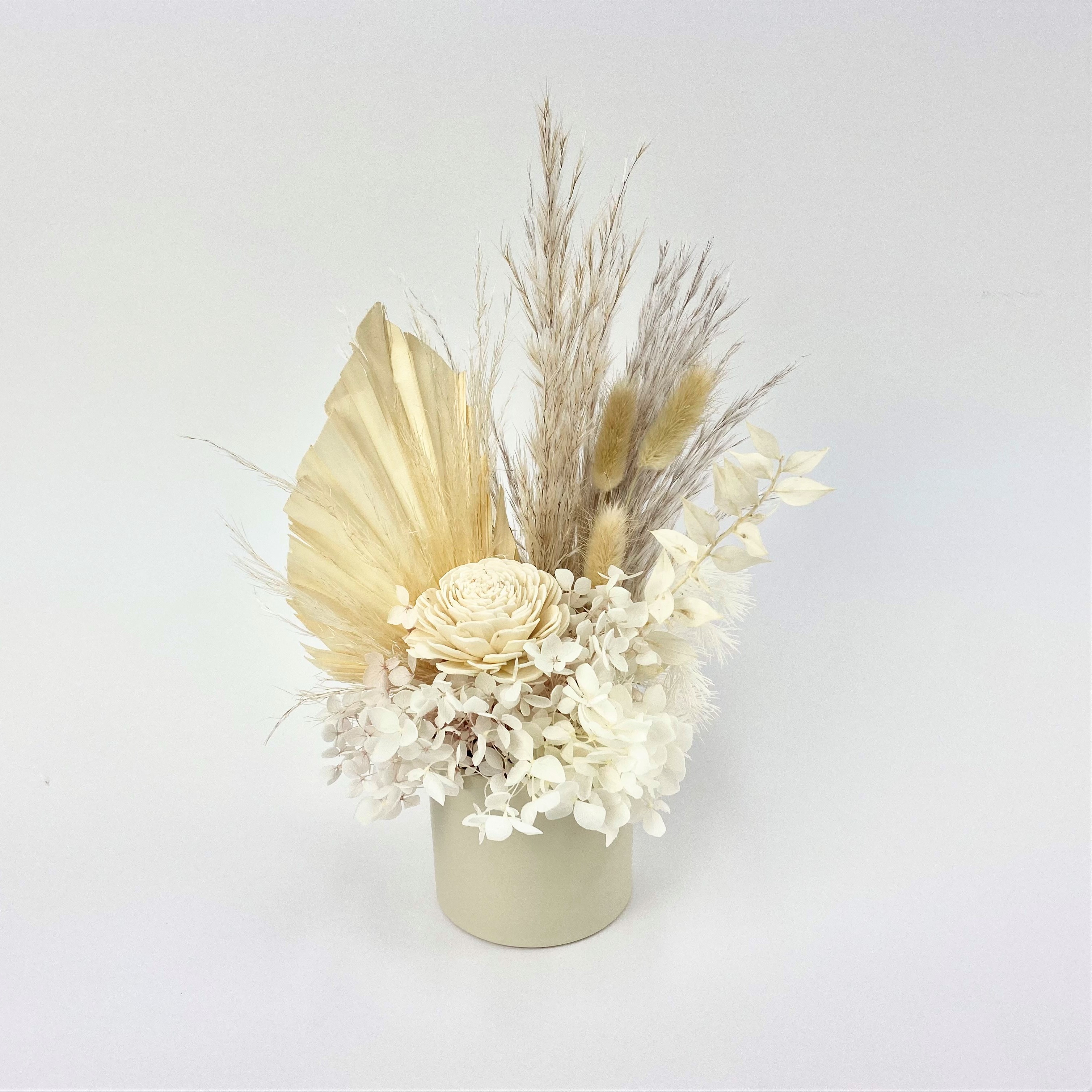 Petite Dried & Preserved Neutral Flower arrangement in ceramic