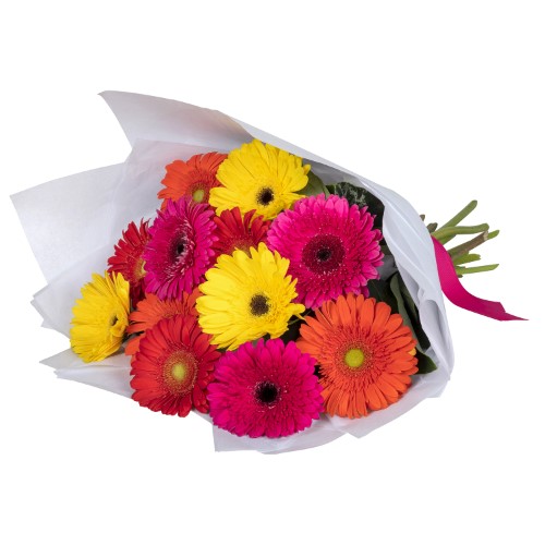 Colourful Gerbera Bouquet - Mixed Colourful Pink Yellow Orange Gerbera Bouquet, Interflora Australia Wide Flower Delivery